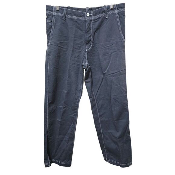 Timberland Navy Gray Blue Pants White Stitching Zip Closure Back Pockets 34x30 - Picture 1 of 12